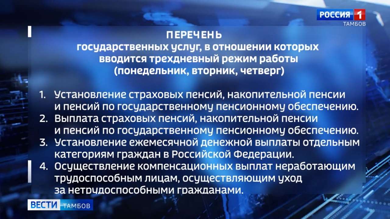 В Пенсионном фонде часть услуг будут оказывать только три дня в неделю -  ВЕСТИ / Тамбов