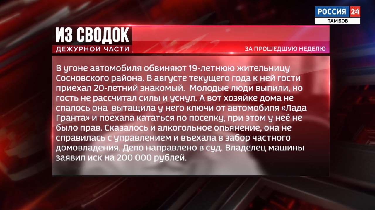 Из сводок дежурной части: присвоение денежных средств, угон автомобиля и  незаконное предпринимательство - ВЕСТИ / Тамбов