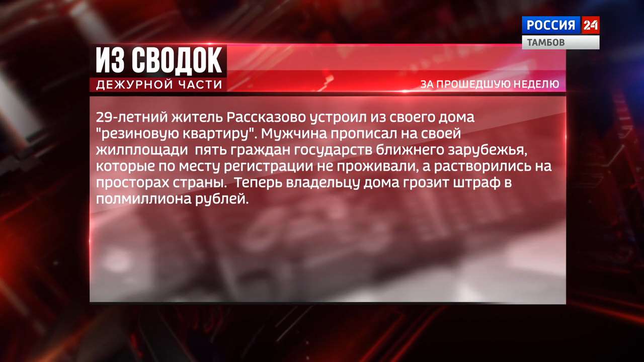 Из сводок дежурной части: «резиновая квартира», полтора миллиона рублей  мошенникам и убийство - ВЕСТИ / Тамбов