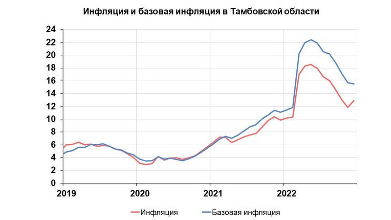 По итогам декабря инфляция в Тамбовской области составила почти 13%
