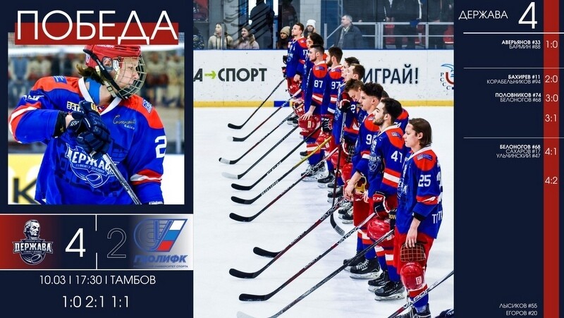 ХК «Держава» обыграл столичный «ГЦОЛИФК» в первом матче раунда плей-офф