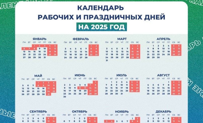 Минтруд России опубликовал календарь рабочих и праздничных дней на 2025 год