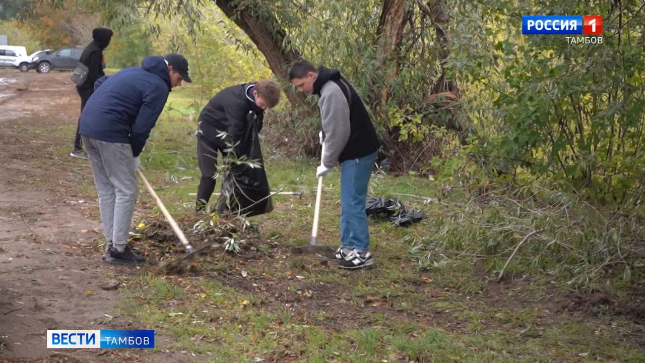 День ударного труда: в рамках месячника по благоустройству тамбовчане убрались на берегу реки Студенец