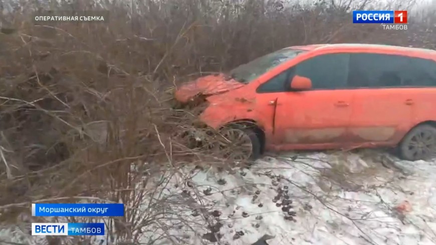 В Тамбовской области легковушка с тремя детьми улетела в кювет