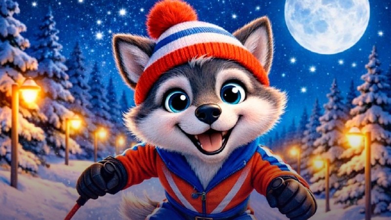 У ночной лыжной гонки появился талисман – волк-спортсмен