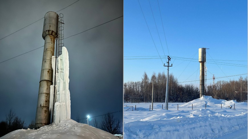 В селе Гавриловского округа водонапорная башня покрылась льдом