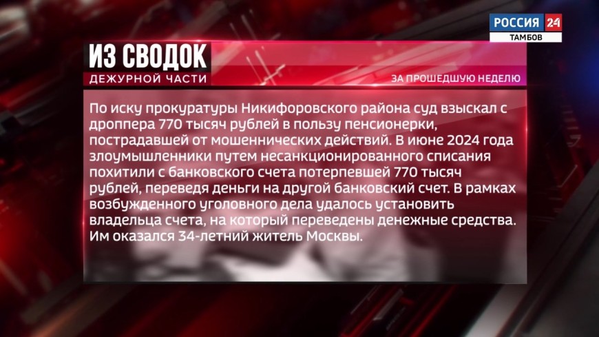 Из сводок дежурной части: взыскание с дроппера похищенных денег, раскрытие магазинной кражи, приговор за покушение на убийство