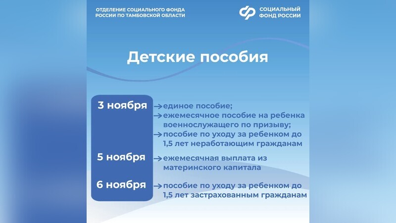 Стали известны даты зачисления пенсий и детских пособий тамбовчанам